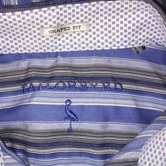 Mens Tailorbyrd long sleeve button down classic striped Shirt size Medium - Picture 5 of 6